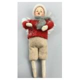 Early Spun Cotton Bisque Face Christmas Ornament.