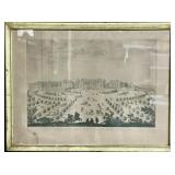 18th C Jacques Rigaud Colored Etching.