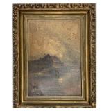 19th C Gilded Gold Framed Oil on Canvas Art.