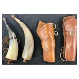 Dennis Yoder Leather Holster, PA Powder Horn.