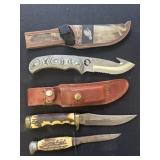 3 Fixed Blade Hunting Knives, Schrade.