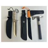 SOG Hatchet, Machete, & Bowie Style Knife.