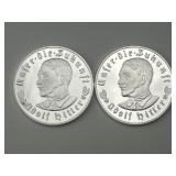 2 Adolf Hitler Commemorative Rounds.