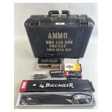 Storm Ammo Case, Knives, .45 ACP Ammo.