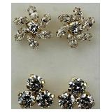 2 Pairs of 14KT Gold Cubic Zirconia Earrings.