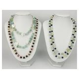 Gold Clasp Gemstone & Crystal Beaded Necklaces.