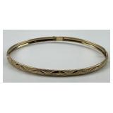 10KT Gold Textured Bangle Bracelet.
