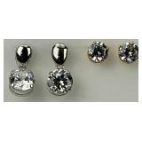 2 Pairs of 14KT Gold Cubic Zirconia Earrings.