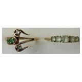2 10KT Gold Multi Gemstone Rings.