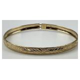 10KT Gold Textured Filigree Etched Bangle.