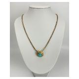 14KT Black Opal & Diamond Pendant on 18K Chain.