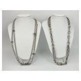 2 18K Gold Sterling Silver Lagos Caviar Necklaces.