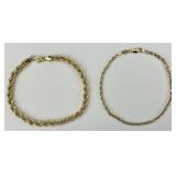 10KT & 14KT Gold Twisted Rope Bracelets.