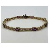 14KT Gold Pink Tourmaline & Diamond Bracelet.