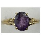 Vintage 14KT Gold Amethyst Solitaire Ring.