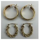 2 Pairs of 10KT Gold Hoop Earrings.
