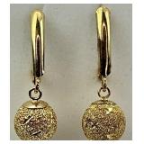14KT Gold Ball Drop Earrings.