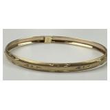 10KT Gold Textured Diamond Chip Bangle.