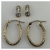 14KT Gold Hoops & Cubic Zirconia Post Earrings.