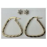 14KT Gold Diamond Chip & Triangular Earrings.