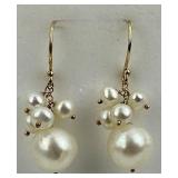 14KT Gold Clustered Pearl Earrings.