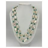 Baroque Pearl & Turquoise Beaded Necklace.