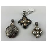 18KT & Sterling Pearl Accent Konstantino Pendants.