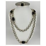 18KT & Sterling Onyx & Diamond Caviar Jewelry.
