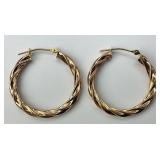 14KT Rose Gold Twisted Rope Hoop Earrings.