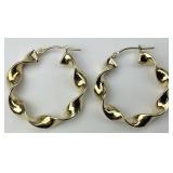 14KT Gold Twisted Hoop Earrings.