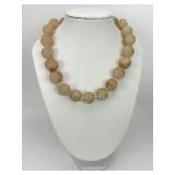 Vintage Carved Rose Quartz Bead Necklace.