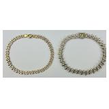 2 10KT Gold Textured & Diamond Swirl Bracelets.
