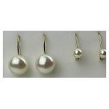 2 Pairs of 14KT Gold Pearl Earrings.