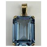 14KT Gold Large Cut Aquamarine Pendant.
