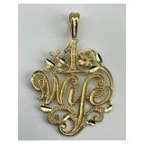 14KT Gold "#1 Wife" Pendant.