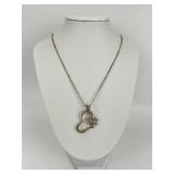 Sterling Silver Butterfly Heart Pendant Necklace.