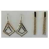 2 Pairs of 14KT Gold Dangle Earrings.