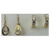 2 Pairs of 14KT Gold Cubic Zirconia Earrings.