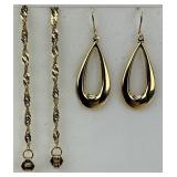 2 Pairs of 14KT Gold Dangle Earrings.