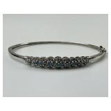 14KT Gold Blue Topaz & Diamond Chip Bangle.