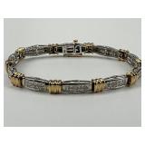 14KT White & Yellow Gold Diamond Tennis Bracelet.