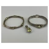 18KT & Silver Peridot Caviar Pendant & Bracelets.
