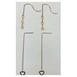 2 Pairs of 14KT Gold Threader Style Earrings.