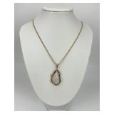 14KT Gold Opal & Diamond Pendant Necklace.