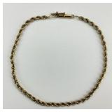 Gold Twisted Rope Chain Bracelet.