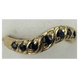 14KT Gold Sapphire Wave Ring.
