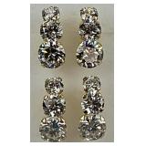 2 Pairs of 14KT Gold Cubic Zirconia Post Earrings.