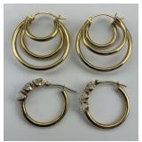 2 Pairs of 14KT Gold Hoop Earrings.