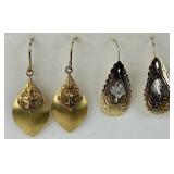 18KT & 10KT Gold Filigree Dangle Earrings.