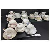 15 Bone China Tea Cups and Saucers.